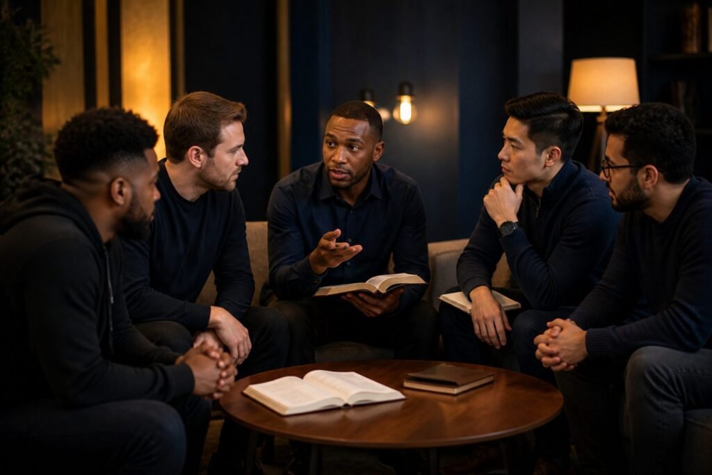 Men studying scripture together at Christ Peace Church