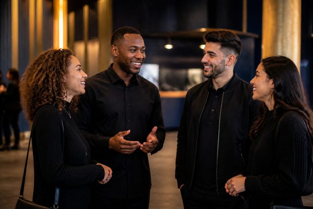 Young adults in conversation at a Christ Peace Church gathering